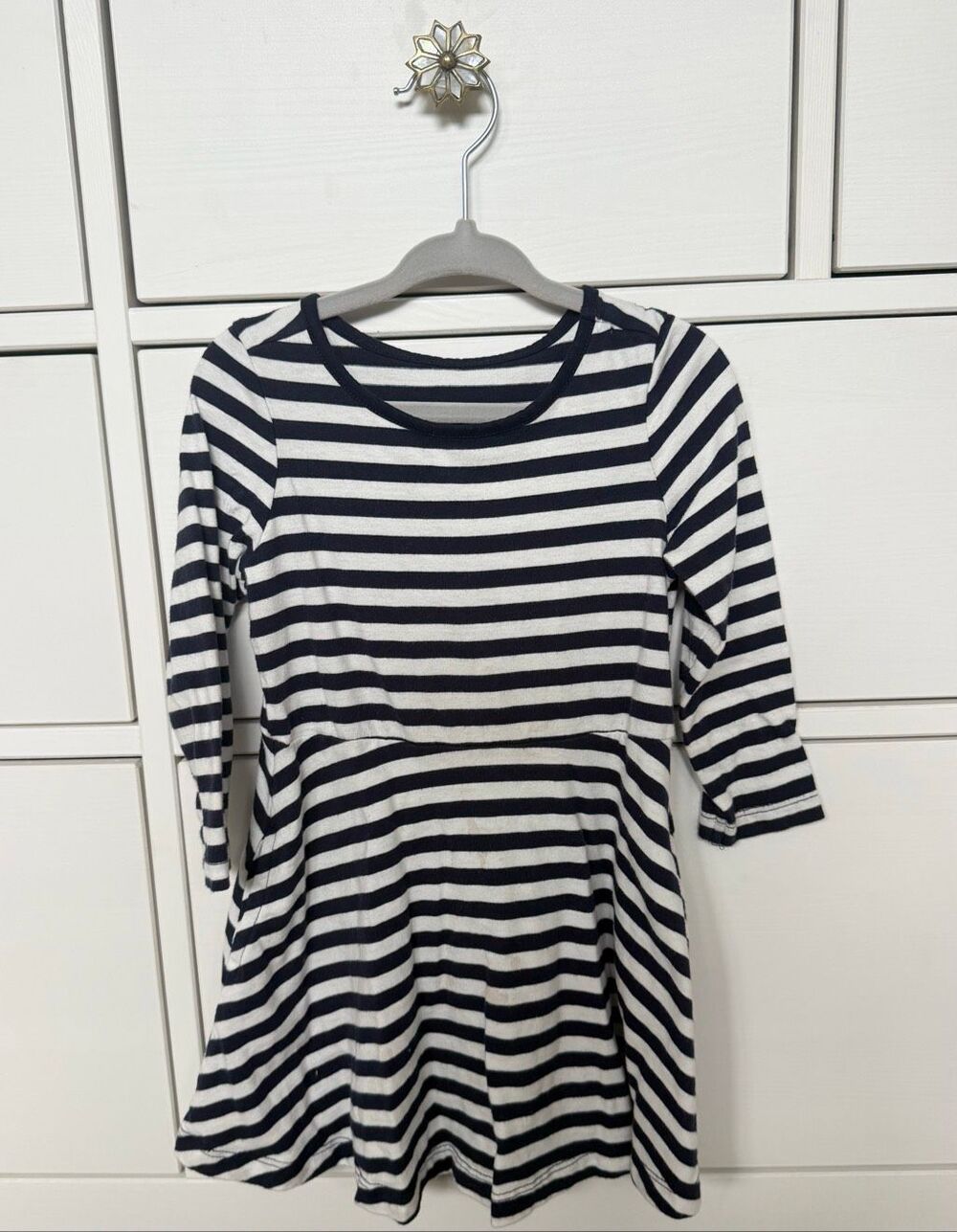 Primary 2 Toddler Girl Navy & White Stripe Skater Dress